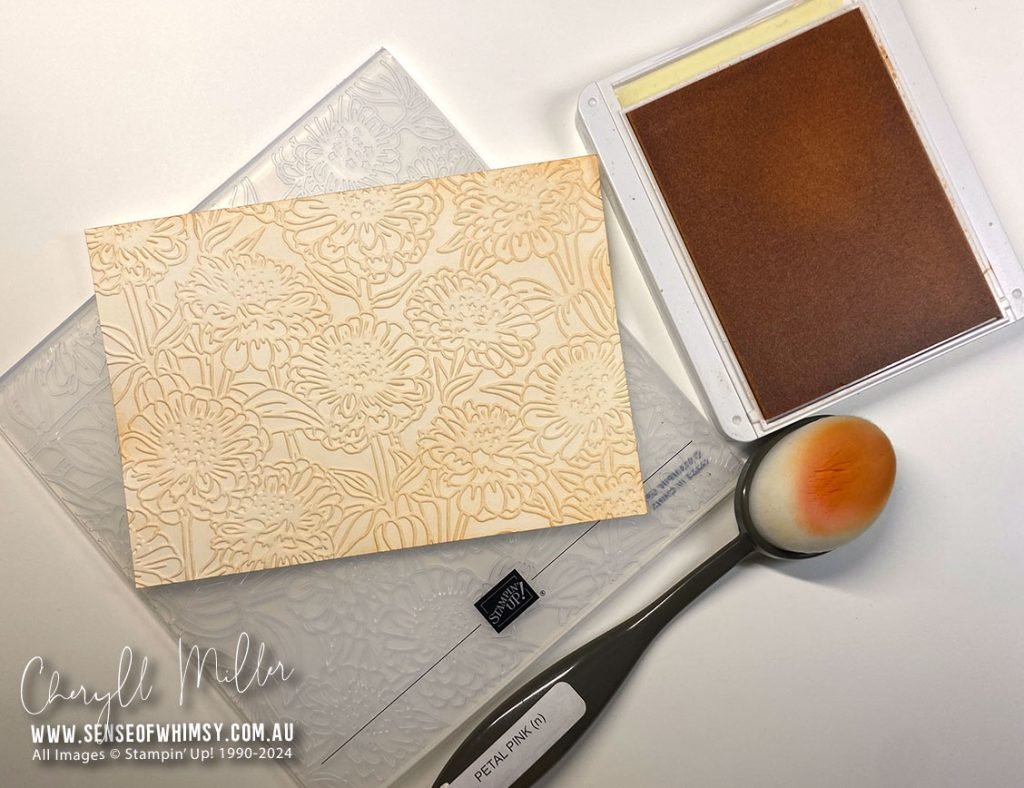 Simply Zinnia Bundle - adding Petal Pink to the embossing folder